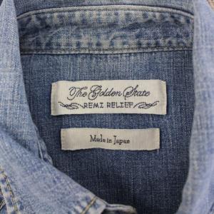 REMI RELIEF ウエスタンシャツ デニム カジュアル 長袖 レギュラーカラー ビジュー 装飾 刺繍 L 水色 ライトブルー