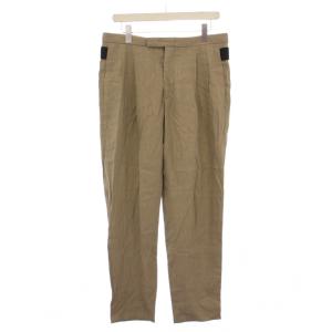 テーパードパンツ スラックス タック ジップフライ 麻 リネン混 48 ベージュ /BB