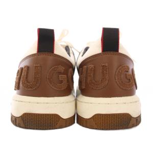 HUGO BOSS バスケットボールスタイル ローカットスニーカー シューズ 厚底 ロゴ レザー 切替 42 茶 ブラウン