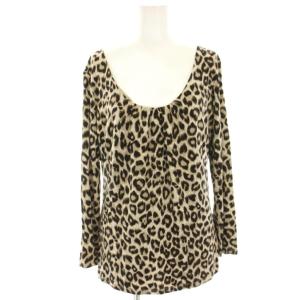 カットソー ブラウス 長袖 レオパード ヒョウ柄 L ベージュ 茶 ブラウン 15-94-11527 /HN