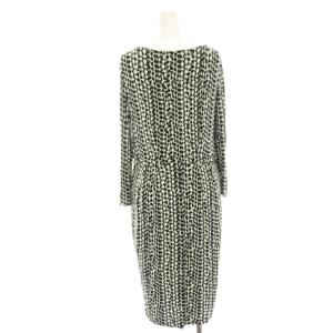 Max Mara Studio MaxMaraStudio ワンピース ひざ丈 総柄 八分袖 バルーン 黒 ブラック 白 ホワイト 662105470000 /HN