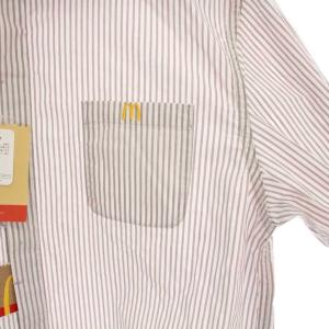 graniph マクドナルド シャツ ストライプ 刺繍 長袖 L 白 グレー /YM