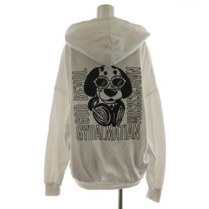 HEADPHONE GYDALMATIAN スウェットパーカー プルオーバー バックロゴ 刺繍 F 白