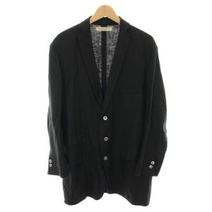 テーラードジャケット シングル 麻 リネン 1 黒 ブラック S212-12 /YT