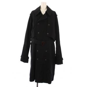 トレンチコート ロング ウエストベルト 黒 A163-19 /BM