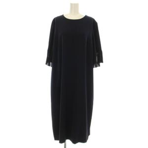 APPLAUDIR 23SS ダブルクロス ドレス ワンピース ミモレ ロング 五分袖 切替 プリーツ