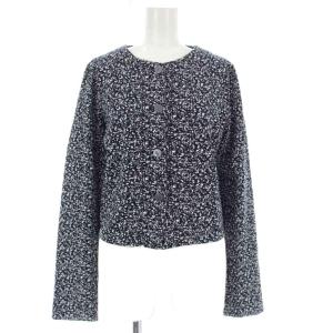 ノーカラージャケット 総柄 2 紺 白 G127JDS8 /TK