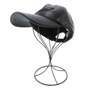 adidas Originals ベースボールキャップ 帽子トレフォイル アウトライン フェイクレザー 58cm 黒 ブラック /AE