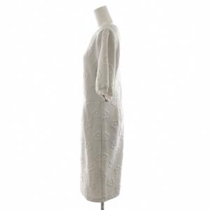 MARY QUANT フクレジャカードデイジーワンピース 半袖 ひざ丈 花柄 M グレー 灰色 223-401612-020-3