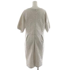 MARY QUANT フクレジャカードデイジーワンピース 半袖 ひざ丈 花柄 M グレー 灰色 223-401612-020-3