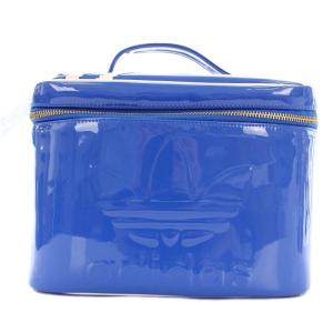 アディカラープレミアム コスメティックバッグ IX6836 エナメル バニティポーチ ショルダー付き 青