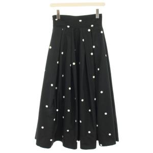 SNIDEL 22AW ボリュームフレアスカート マキシ ロング ドット 水玉 ナイロン 0 黒 ブラック SWFS225125