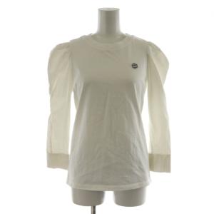 BORDER TOP Tシャツ カットソー 長袖 パワーショルダー ロゴ 36 白 ホワイト BD2121-2B-14