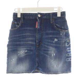 Dalma Mini Skirt デニムスカート ミニ丈 ロゴ ダメージ加工 40 紺 ネイビー S75M0735