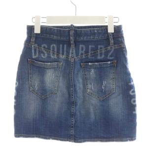DSQUARED2 Dalma Mini Skirt デニムスカート ミニ丈 ロゴ ダメージ加工 40 紺 ネイビー S75M0735