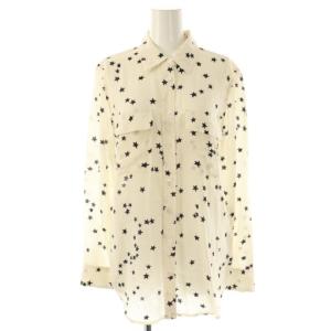 シャツ ブラウス 長袖 星柄 シルク S/P オフホワイト ブラック /ES
