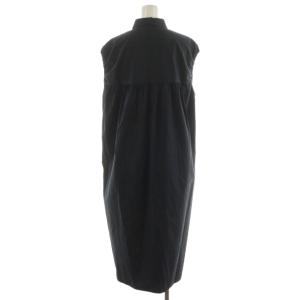 TOMORROWLAND collection 22SS コットントロピカル シャツワンピース ひざ丈 ノースリーブ 36 黒 ブラック 13-06-21-06703