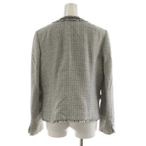 23区 ノーカラージャケット ツイード 大きいサイズ 44 白 ホワイト 黒 ブラック JKWWCS0001 /AN19