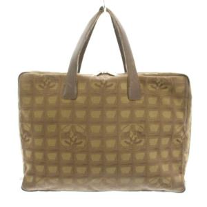 ニュートラベルライン ハンドバッグ ブリーフケース ココマーク ナイロン レザー 茶 ブラウン /YT