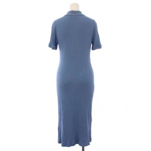 Maison Kitsuné 24SS リブポロシャツ タイトワンピース ミモレ ロング 半袖 レギュラーカラー ハーフボタン ストレッチ