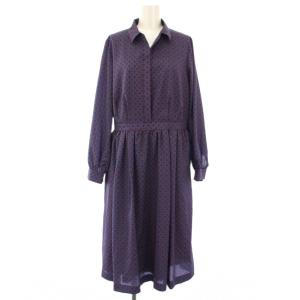 シャツワンピース ひざ丈 長袖 総柄 38 紺 G5J01-502-28 /TK