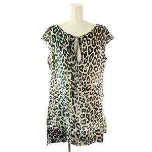 JUST cavalli セットアップ スカート ブラウス アニマル柄 シルク 40 42 ブラック マルチカラー /ES