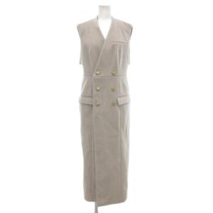 ロングジレ ベスト ダブルブレスト ライトグレー /AE