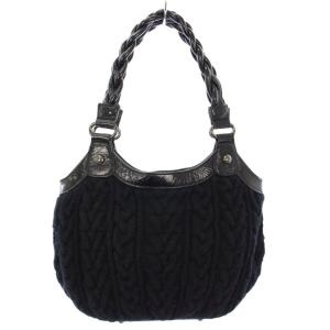 BURBERRY BLUE LABEL ハンドバッグ ニット ケーブル編み 黒 ZAE61-169-09 /TK