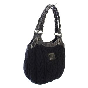 BURBERRY BLUE LABEL ハンドバッグ ニット ケーブル編み 黒 ZAE61-169-09 /TK