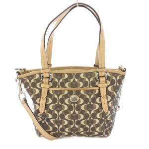 2WAY ハンドバッグ ショルダーバッグ シグネチャー ロゴ 総柄 茶 ブラウン F26401 /BB