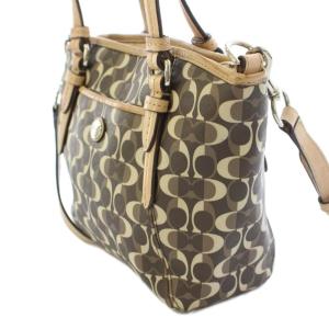 COACH 2WAY ハンドバッグ ショルダーバッグ シグネチャー ロゴ 総柄 茶 ブラウン F26401 /BB