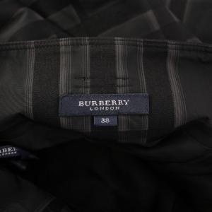 BURBERRY LONDON タイトスカート ダブル ひざ丈 ウール混 ベルト チェック柄 38 黒 ブラック /BB
