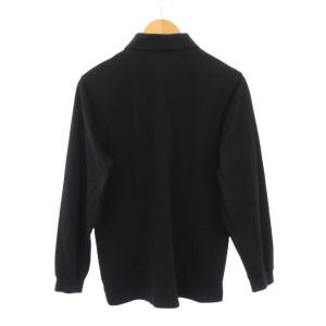 BURBERRY GOLF ポロシャツ 長袖 レギュラーカラー ハーフボタン 鹿の子 ロゴ 刺繍 ワンポイント M 黒 ブラック /BB