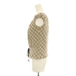 BURBERRY BLUE LABEL カットソー 半袖 ノバチェック フリル 38 ベージュ FE537-170-43 /KU