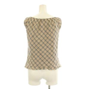 BURBERRY BLUE LABEL カットソー 半袖 ノバチェック フリル 38 ベージュ FE537-170-43 /KU