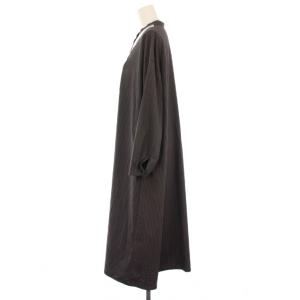 marble SUD doily lace シャツOP ドーリーレースシャツワンピース ひざ丈 長袖 バンドカラー ストライプ柄