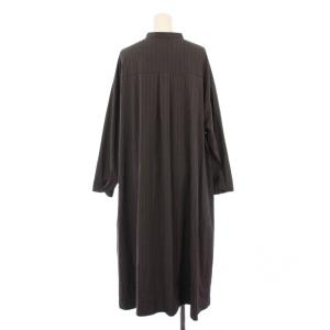 marble SUD doily lace シャツOP ドーリーレースシャツワンピース ひざ丈 長袖 バンドカラー ストライプ柄