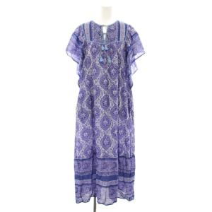 浜島直子 Naoko Hamajima コットンボイルアラベスクプリントフレアスリーブドレス Cotton