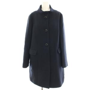 ALMA EN ROSE スタンドカラーコート ウール ロング 40 紺 ネイビー 40-61685-80