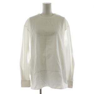 シャツ ブラウス 長袖 プルオーバー コットン 34 白 ホワイト 1-01-01-2031 /AN41