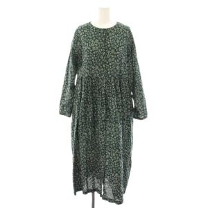22AW アルペンフラワープリントワンピース ロング 長袖 総柄 花柄 緑 グリーン グレージュ 03CF068082