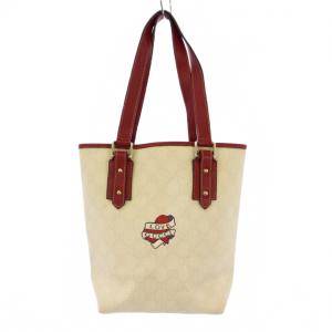 タトゥーハート GGスプリームキャンバス ハンドバッグ ロゴ インターロッキング バイカラー アイボリー