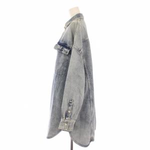 Whim Gazette WhimGazette オーバーサイズケミカルデニムシャツ ブラウス 長袖 レギュラーカラー 無地 F 水色 ライトブルー WGZ1082209A0010
