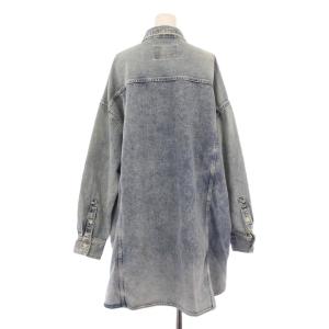 Whim Gazette WhimGazette オーバーサイズケミカルデニムシャツ ブラウス 長袖 レギュラーカラー 無地 F 水色 ライトブルー WGZ1082209A0010