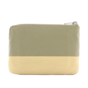 CELINE ソロ SOLO 小銭入れ コインケース バイカラー レザー カーキ ベージュ S-GM3196 /AN16