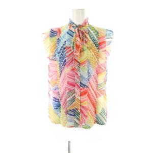 シャツ ブラウス ノースリーブ フリル 総柄 38 マルチカラー /DF