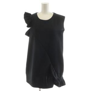 ラッフルスリーブドレス カットソー ノースリーブ フリル S 黒 ブラック S32CT0735 /AN40