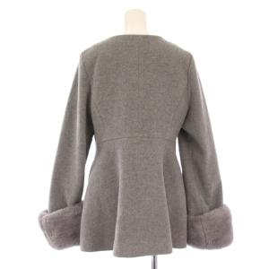 NATURAL BEAUTY BASIC 24AW フェイクファースリーブペプラムコート ノーカラー アウター ミドル丈 ウール M グレー 017-4255040