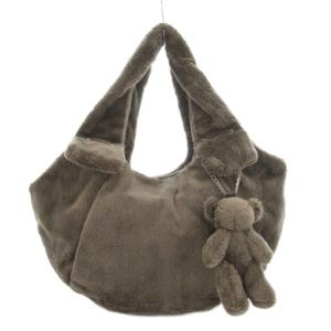 ハンドバッグ 肩掛け ベアチャーム付き 茶 ブラウン /GV