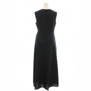 allureville 24SS リネンライクオックスラップワンピース フレア ロング マキシ ノースリーブ ベルト 2 紺 ネイビー